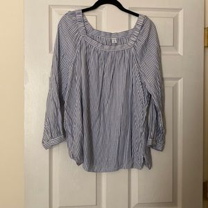 Blue and white striped blouse